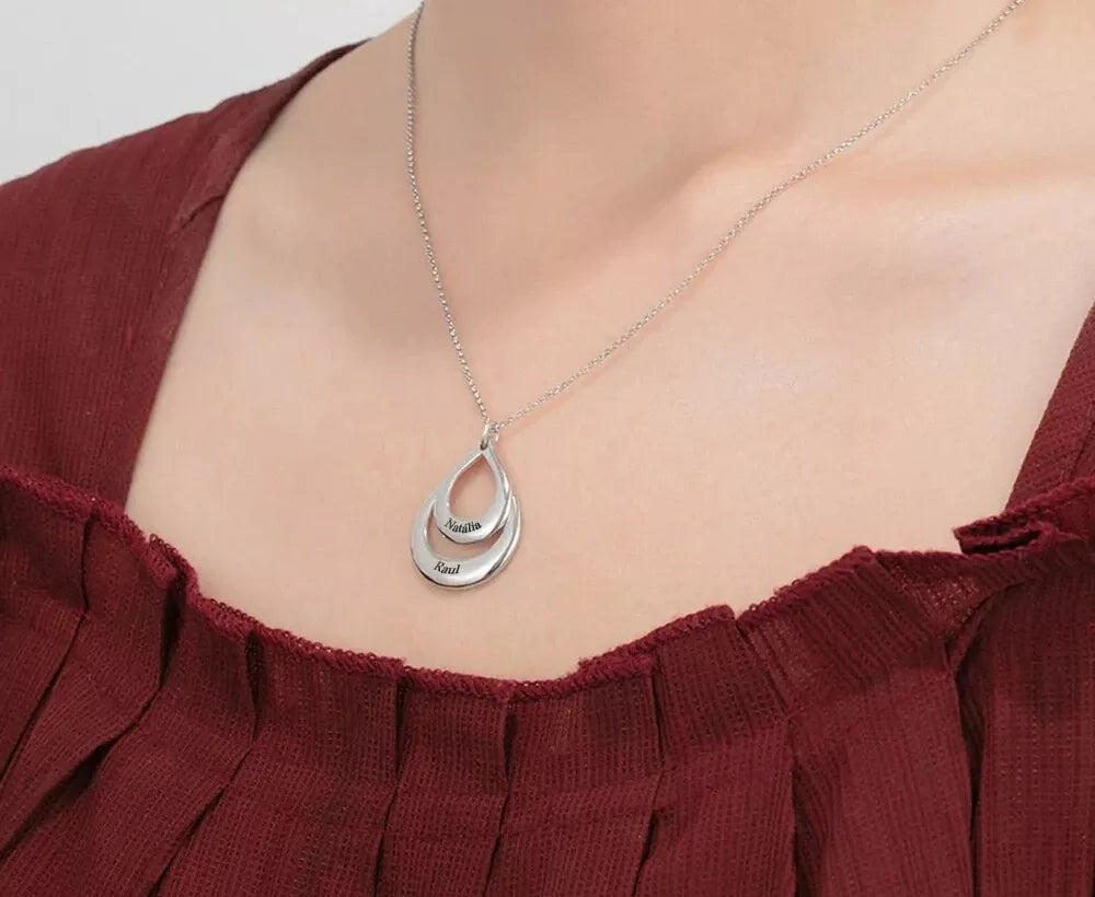 Colar Personalizado com Nome Vinculo Eterno, Colar Prata, Colar Personalizado Prata, Colar com Nomes, Colar de Elos com Nomes, Colar de Gotas com Nomes, Colar do Dia das Mães - lojamillani