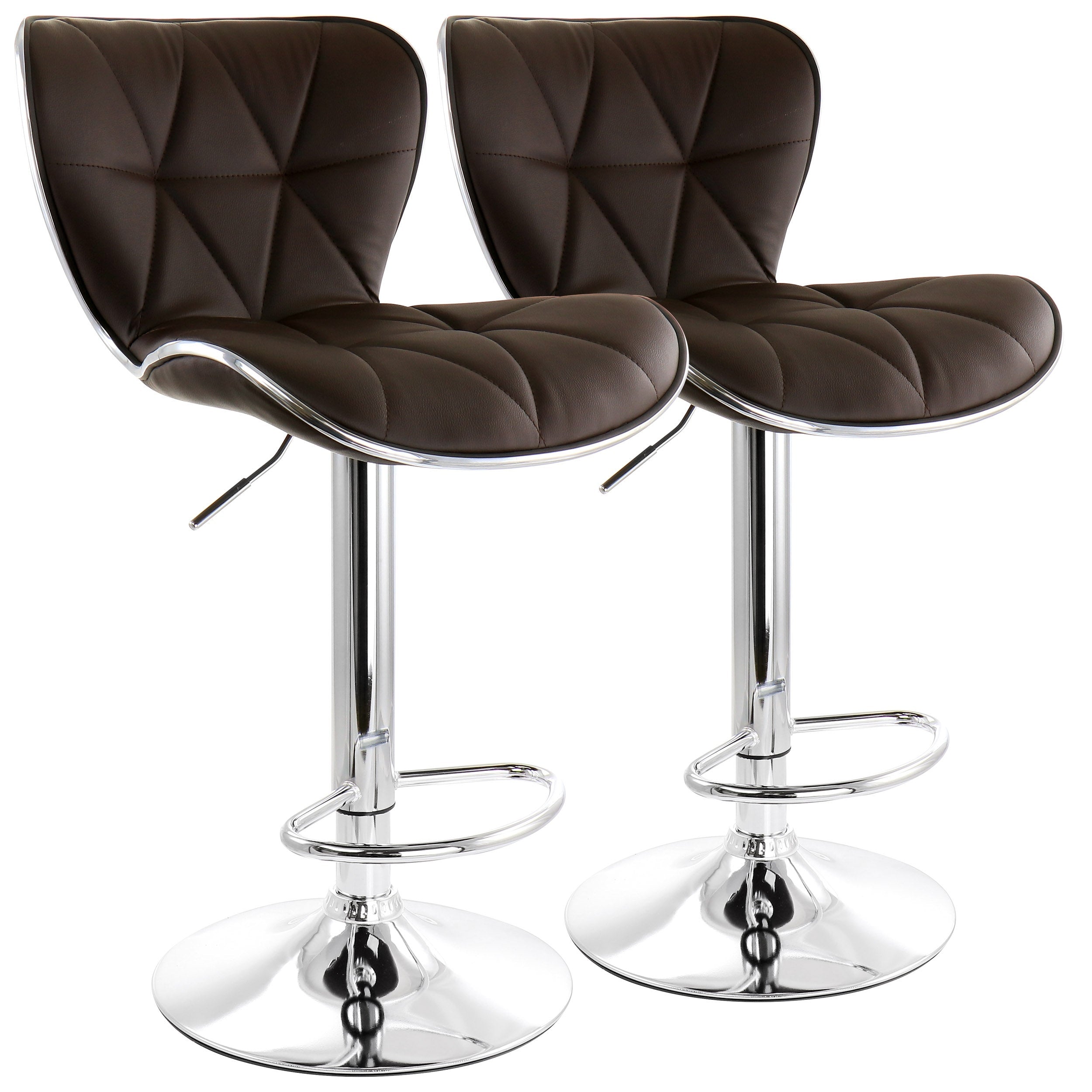 ELAMA 2 PIECE DIAMOND TUFTED FAUX LEATHER ADJUSTABLE BAR STOOL IN