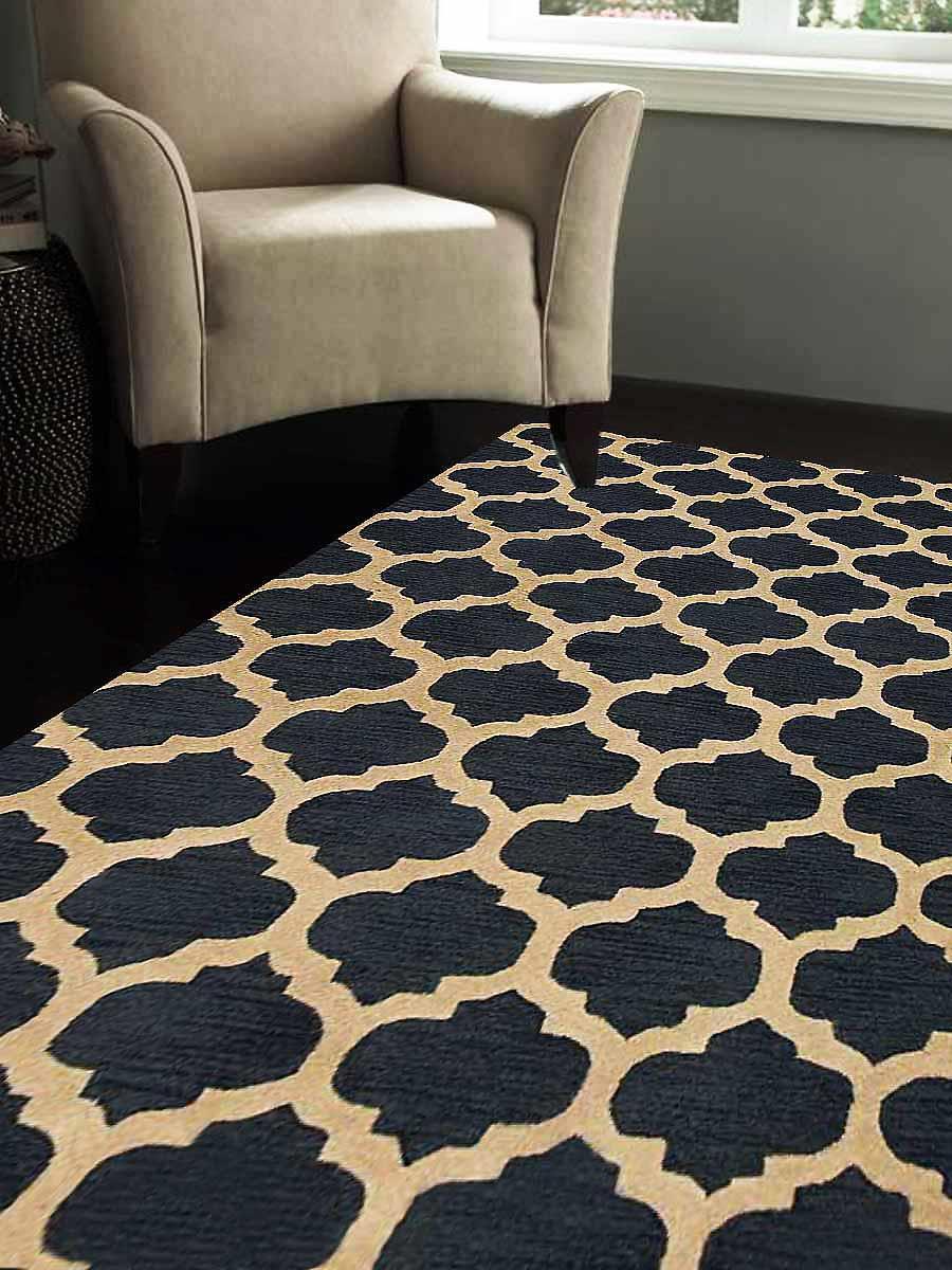5 x 8 ft. Hand Tufted Wool Geometric Rectangle Area Rug, Blue & Wh