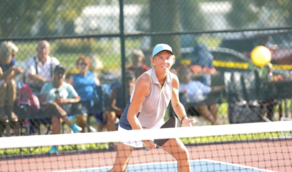 women playing pickleball tournament