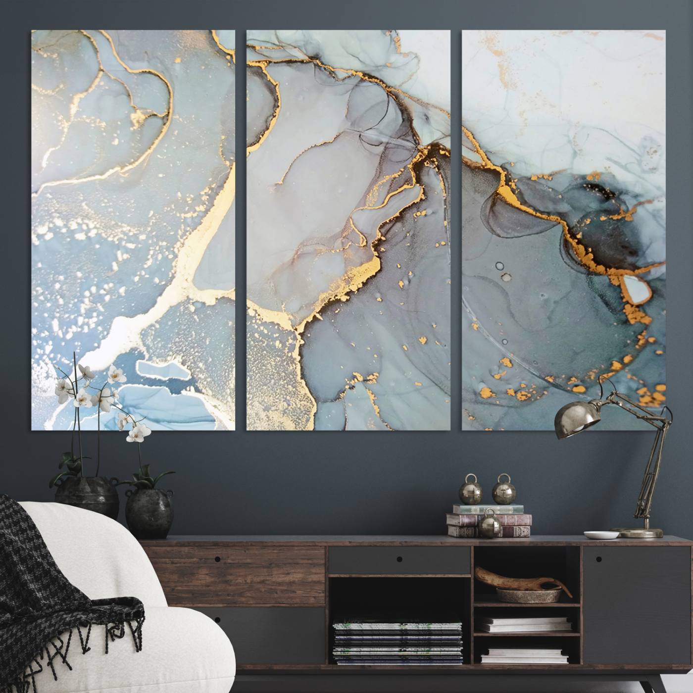 Large Abstract Marble Wall Art Canvas Print for Living Room and Farmhouse Decor