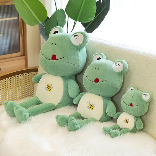 Soft Green Frog Stuffed Animals Sitting Frog Plush Toys Velvet