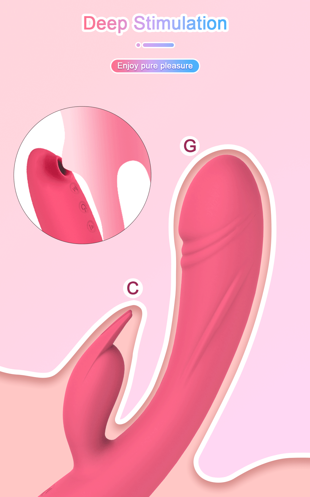 Rabbit Vibrator with Clit Sucker On the End V9