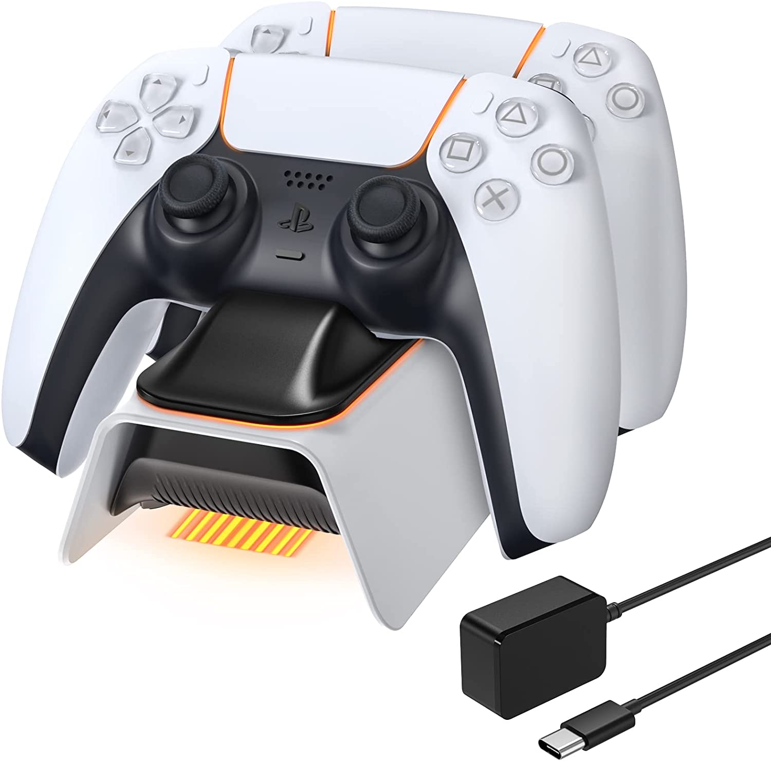 MoKo PS5 Controller Charging Station, PS5 Charging Station with Fast Charging AC Adapter 5.3V/3A, PS5 Charging Dock with LED Indicator, DualSense Charging Station for Playstation 5 Controller, Black