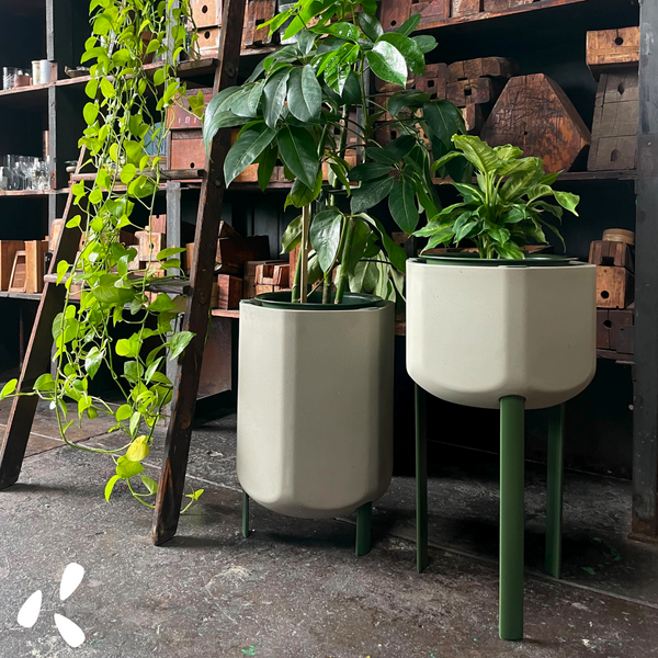 marly planters stacked in studio with plants