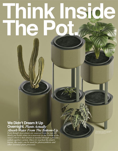 poster showing stacked planters with different plants growing