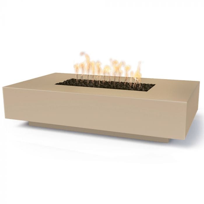 The Outdoor Plus Cabo Fire Pit Linear Vanilla Finish with White Background