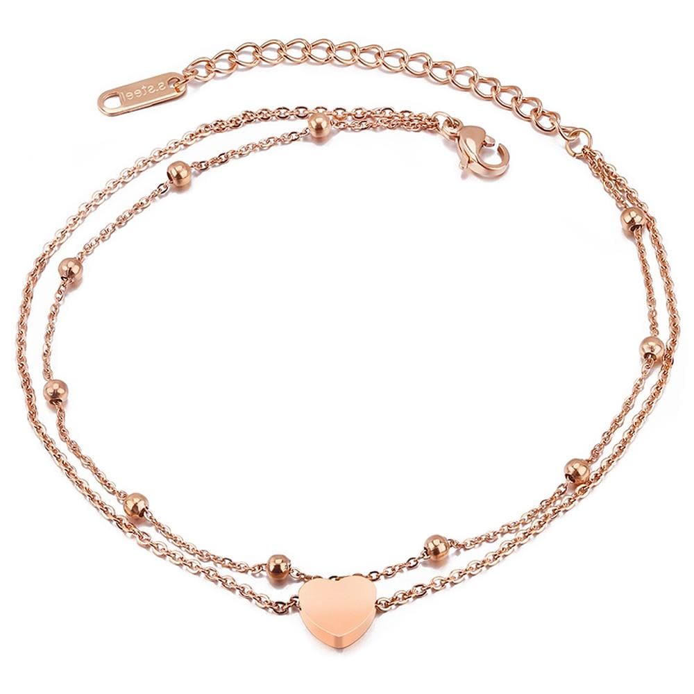 Rose gold shop heart anklet