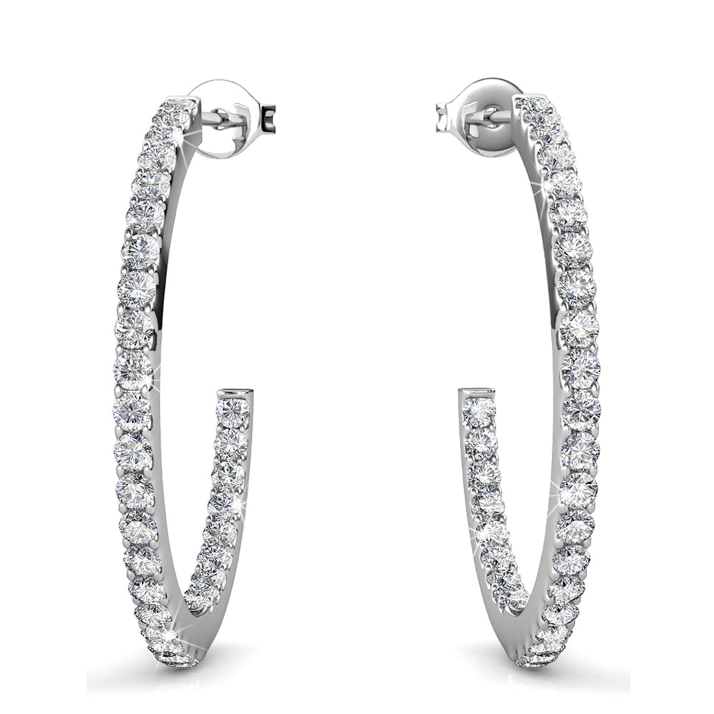Flirty Pose Hoop Earrings Embellished with Swarovski crystals