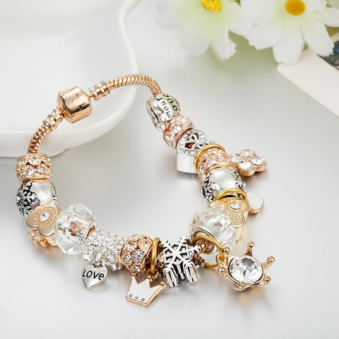 Numina bracelet, Round cut, White, Gold-tone plated | Swarovski