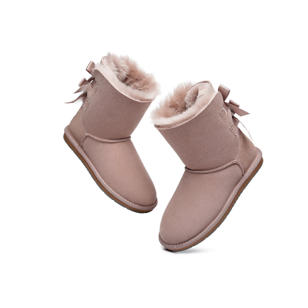 Women Short Boots with Double Back Bow
