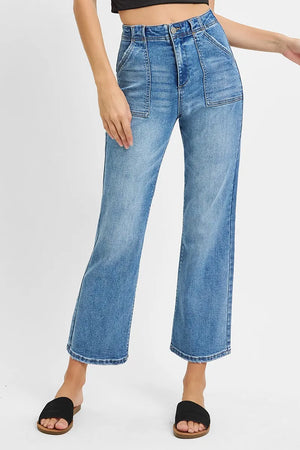 High Waisted Bootcut Cropped Jeans - shopDylanJ.com