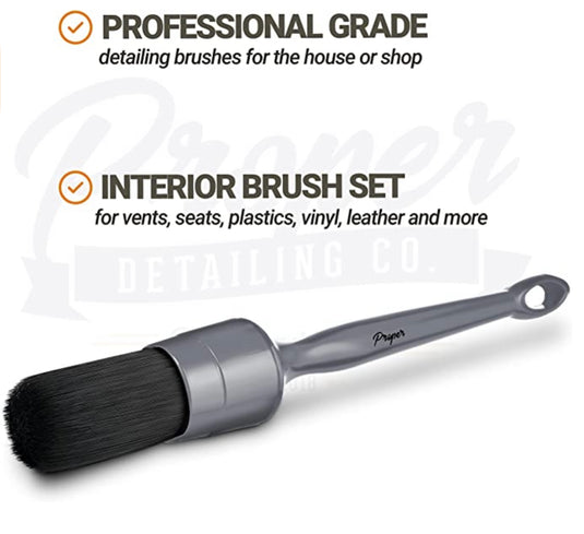 Proper Detail Co. Natural Boars Hair Detailing Brush Set 3 Pack Interi –