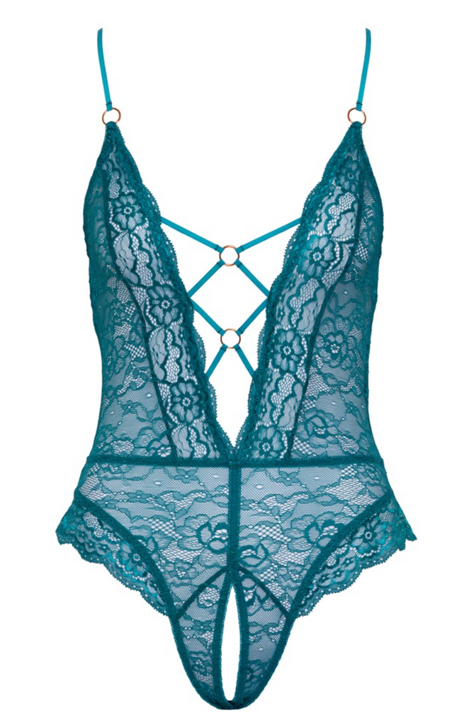 Teal Lace Crotchless Body – The Black Room Las Vegas