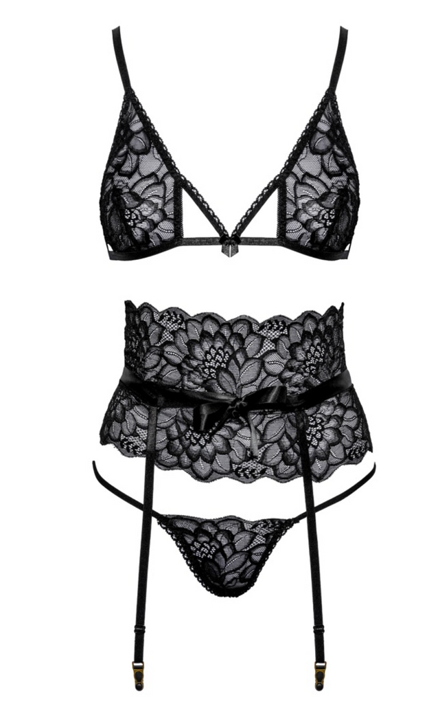 Kissable Black 3 Piece High Waisted Garter Set – The Black Room Las Vegas