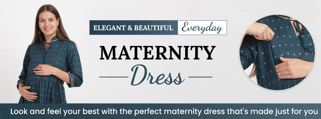 Healofy Maternity Dress (Dark Blue)