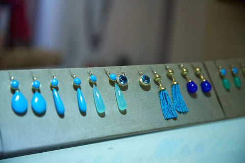 Photo of blue earrings from Ray Griffiths.