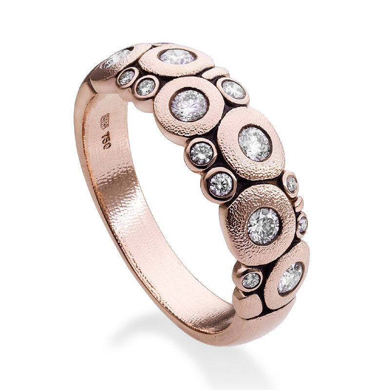 Alex Sepkus 18K Rose Gold and Silver Grey Diamond "Candy" Ring