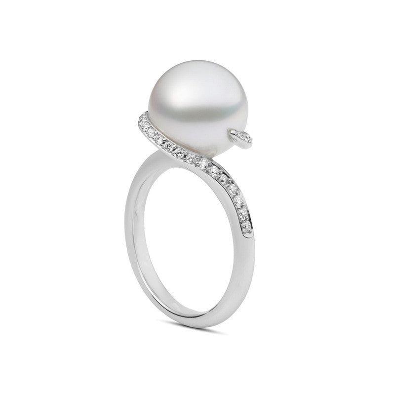 Mikimoto Twist White South Sea Cultured Pearl Ring - 18 Karat White Go ...