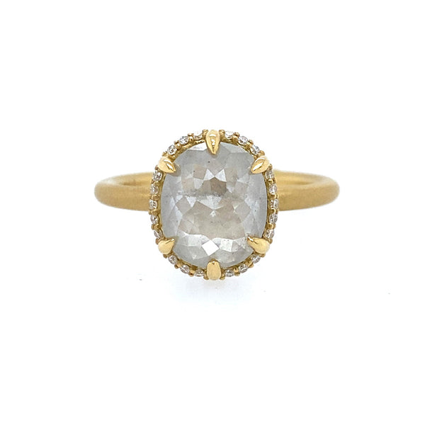 Todd Reed Palladium and Oval Gray Diamond Estate Ring