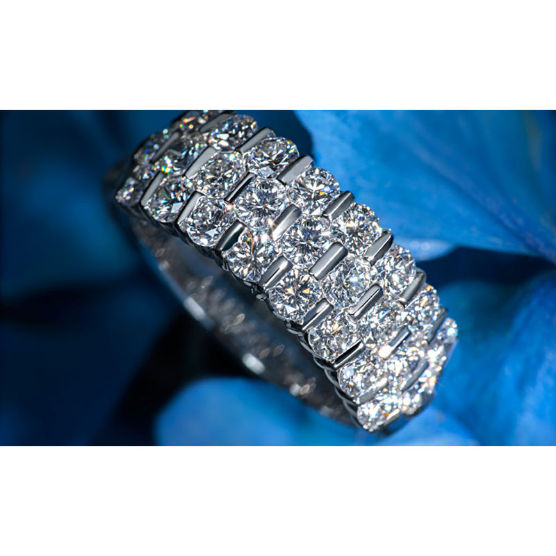 Suwa Diamond and Platinum Wide Ring