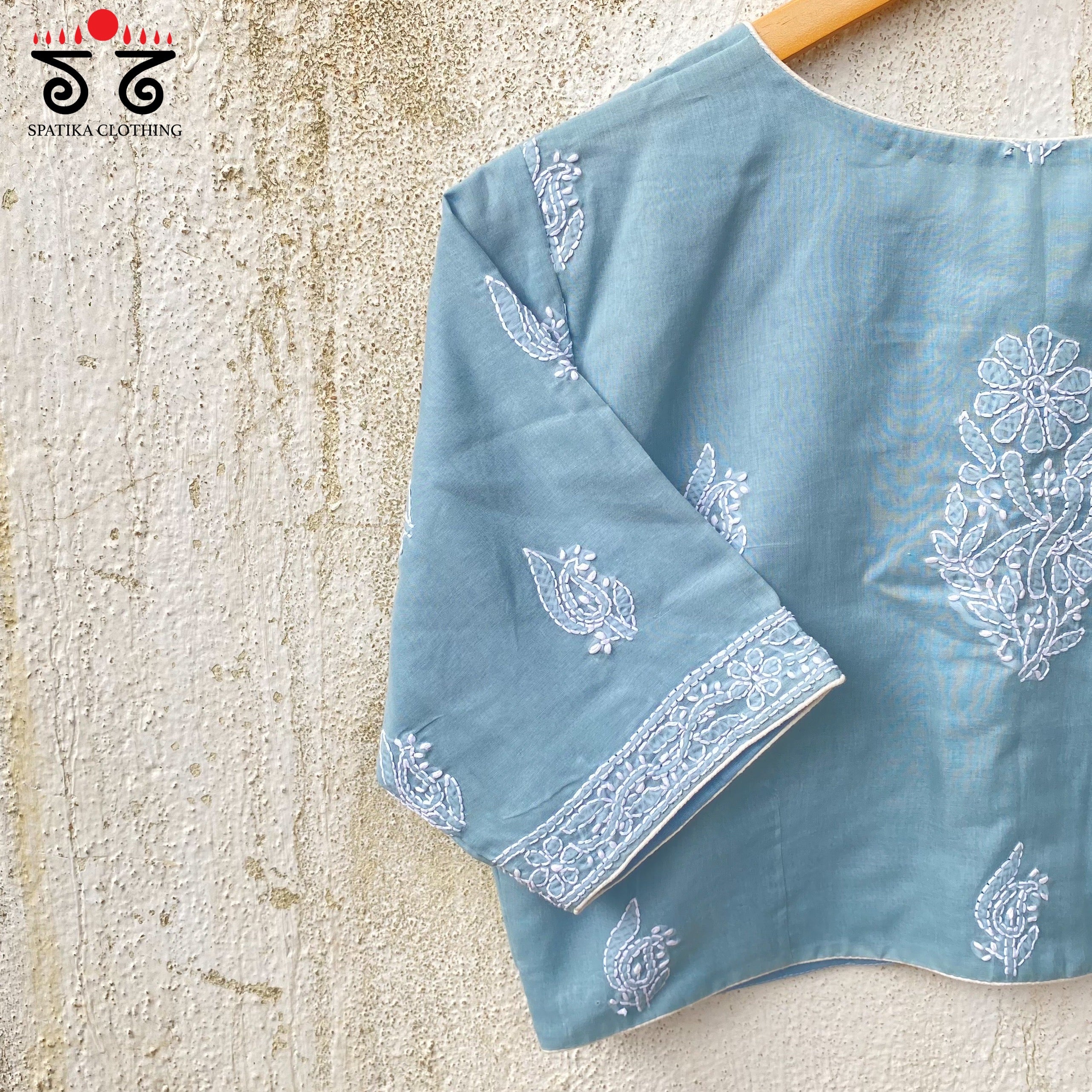 Chikankari Handwoven Cotton Blouse – Spatika Clothing