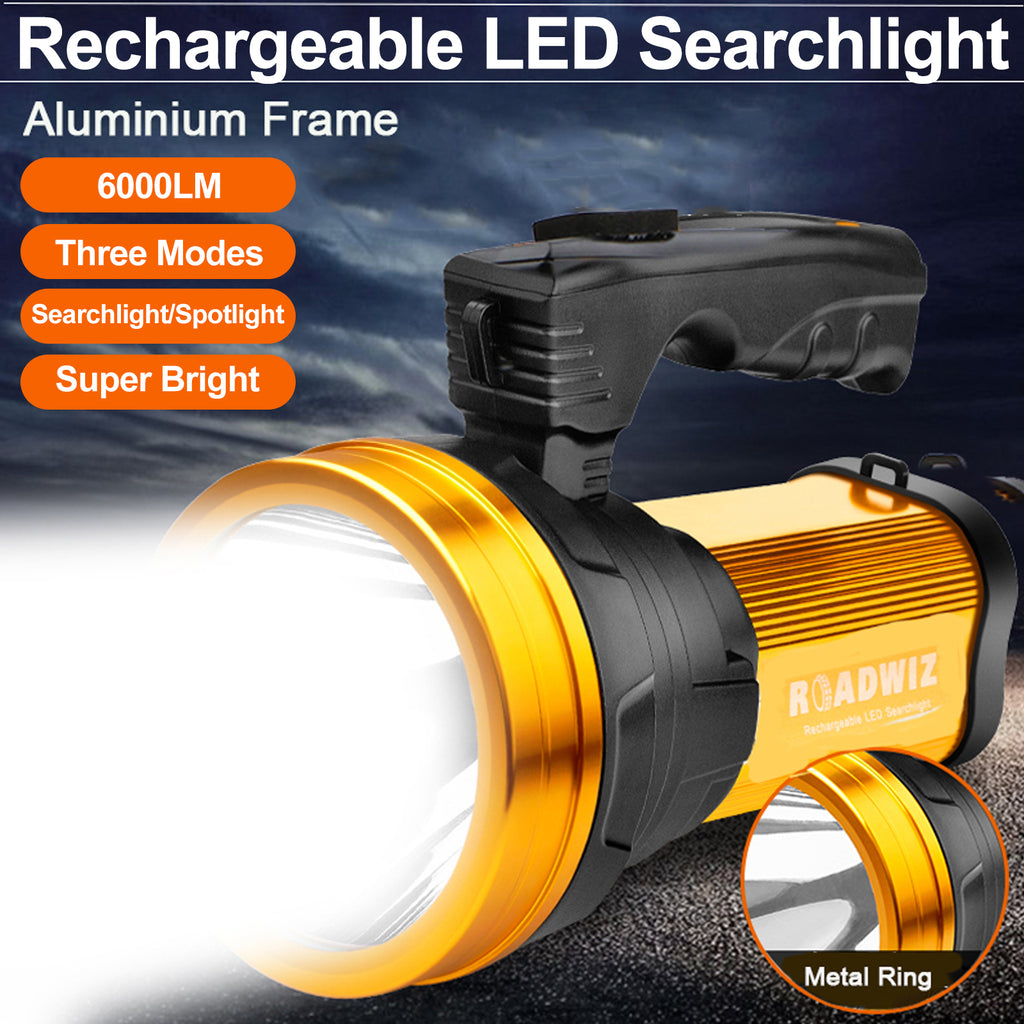 Super Bright Rechargeable Handheld LED Spotlight Portable Flashlight High  Powered Searchlight Large Lithium Battery Long Lasting Camping Torch  Lantern