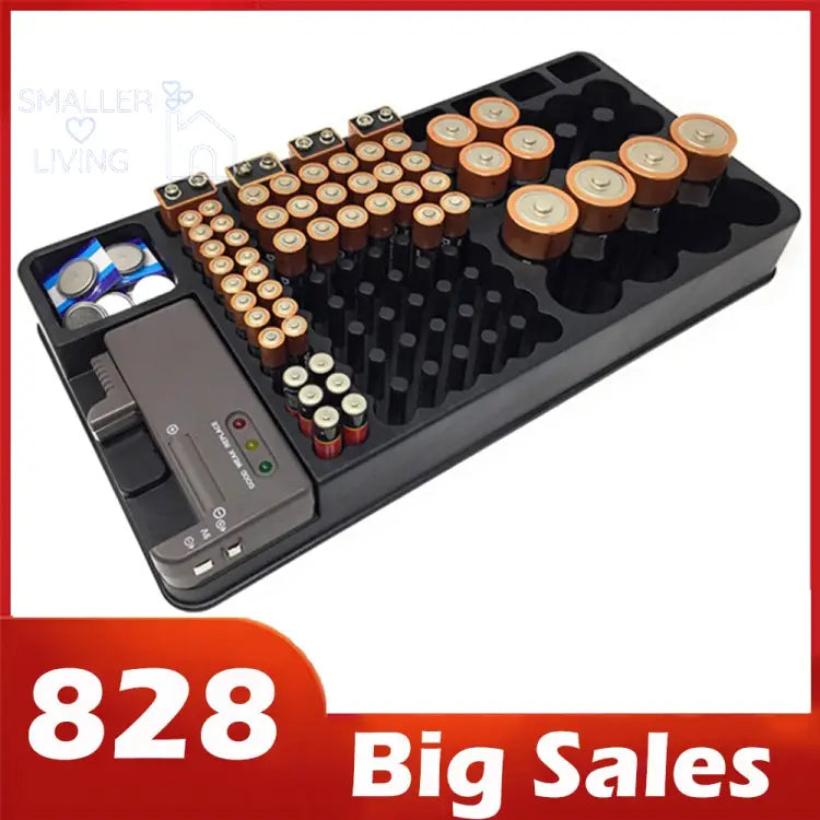 Battery Storage Organizer Holder with Tester- Battery Caddy