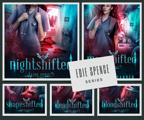 Collage image of covers of the series Edie Spence by Cassie Alexander.