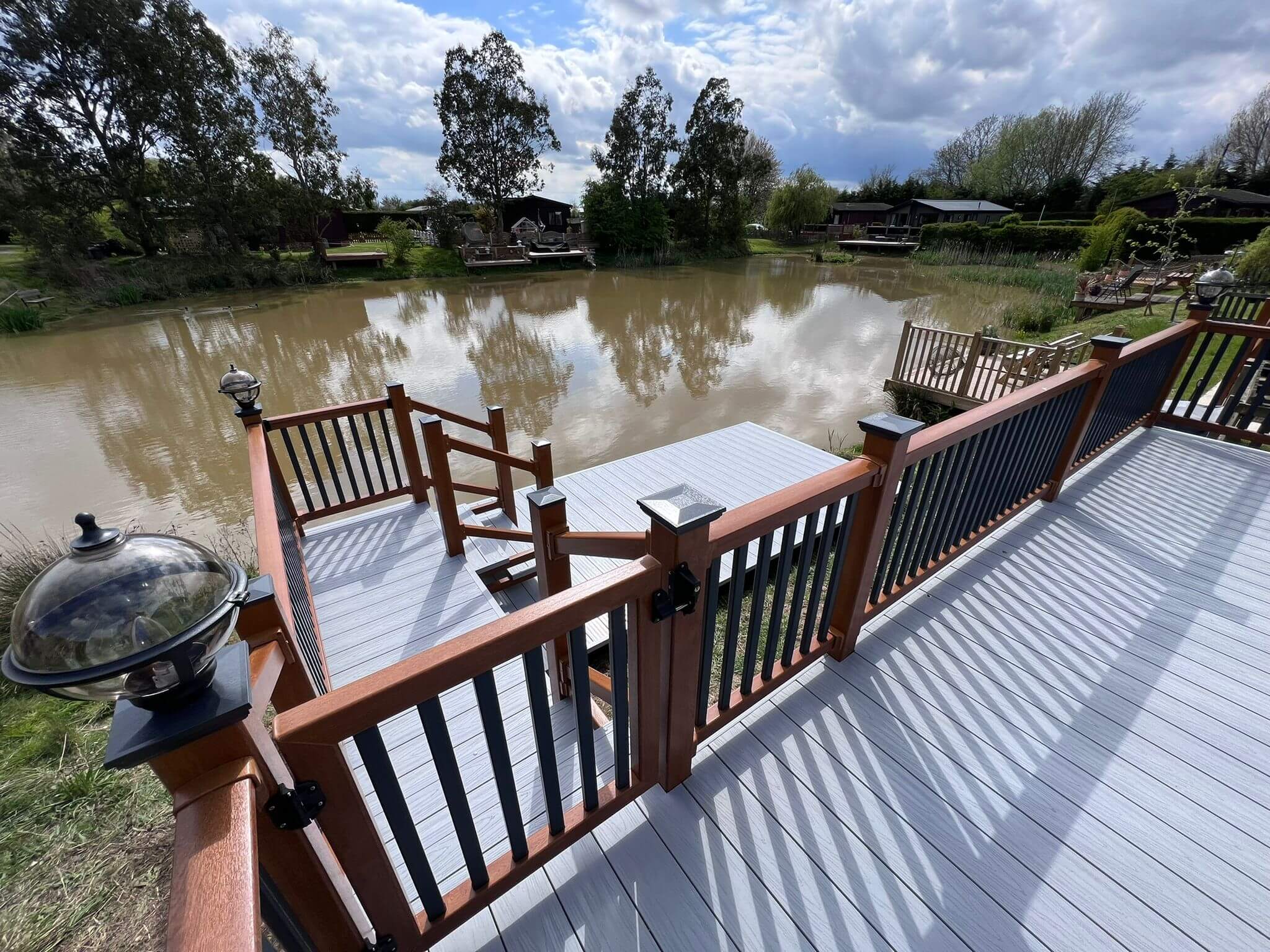 Decking and balustrades by the lake