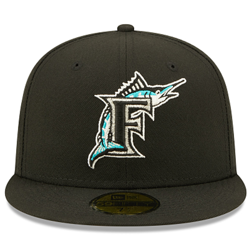 Florida Marlins CHAIN STITCH HEARTS Black Fitted Hat