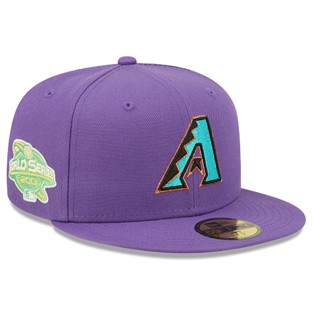 Arizona Diamondbacks New Era 2001 World Series Patch Up 59FIFTY Fitted Hat - Purple 7 1/8