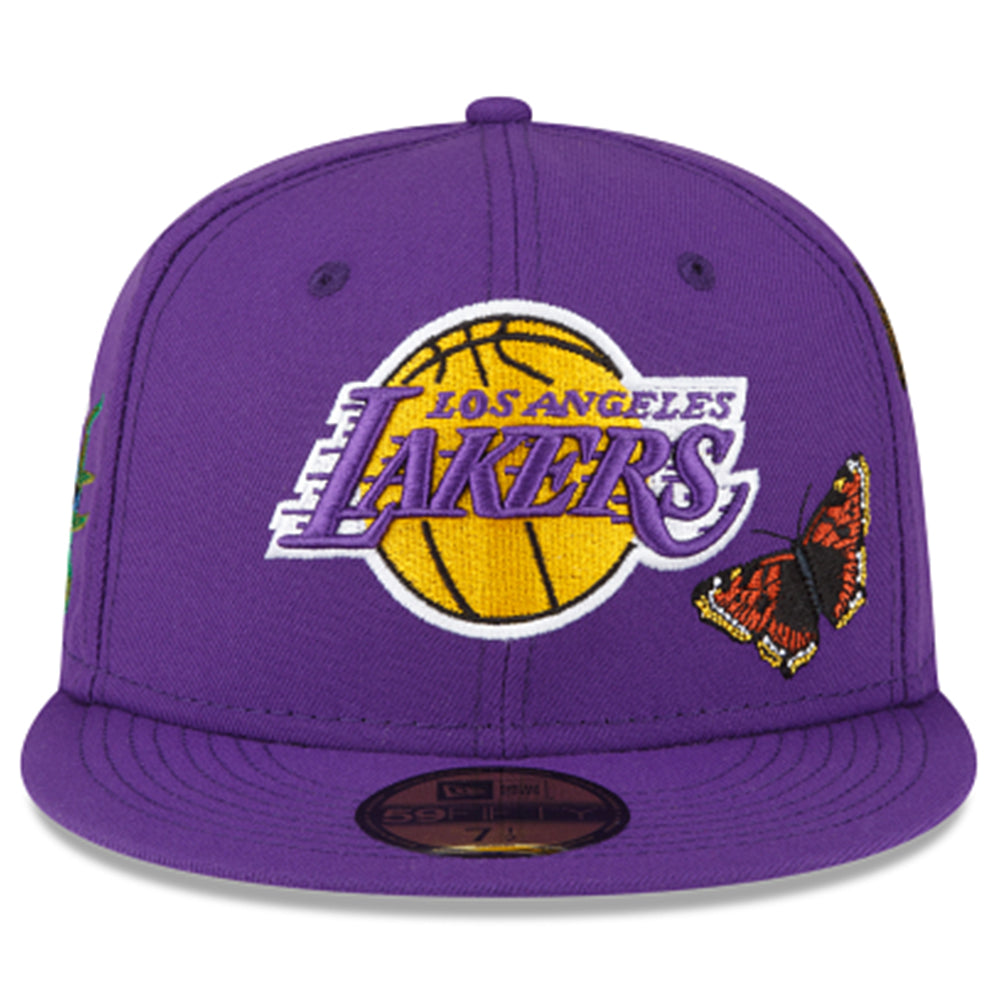 New Era LA LAKERS 59Fifty 5950 Purple Gold Fitted Hat Cap 7 1/4 NBA