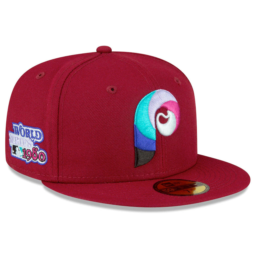 Philadelphia Phillies New Era 1980 World Series Blue Undervisor 59FIFTY Fitted  Hat - Gray/Maroon