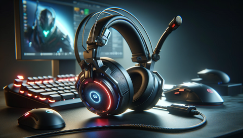 Comfortable Headphones for gamers in a computer game room setting