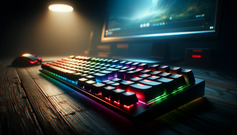 an LED gaming keyboard and mice