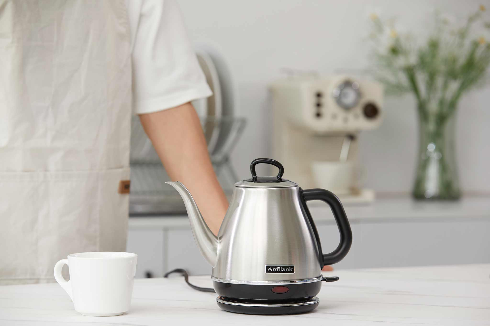 Anfilank Gooseneck Electric Kettle(1.0L), 100% Stainless Steel BPA