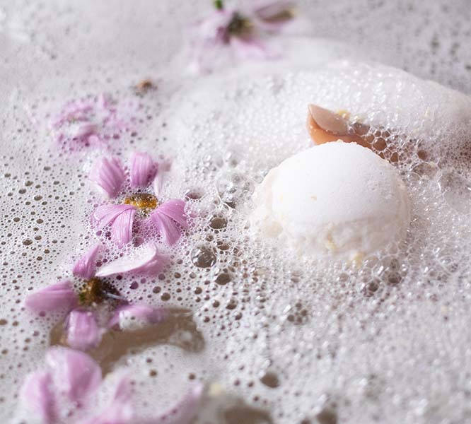 put CBD bath bomb into bath and relax and help with pain