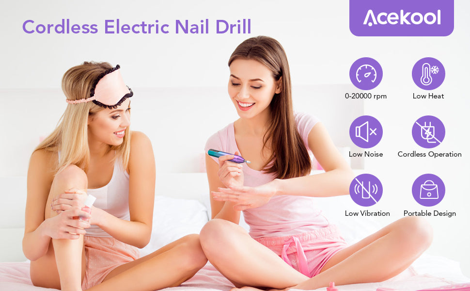 ACEKOOL Nail Drill PE1 Cordless Electric Nail Drill Kit