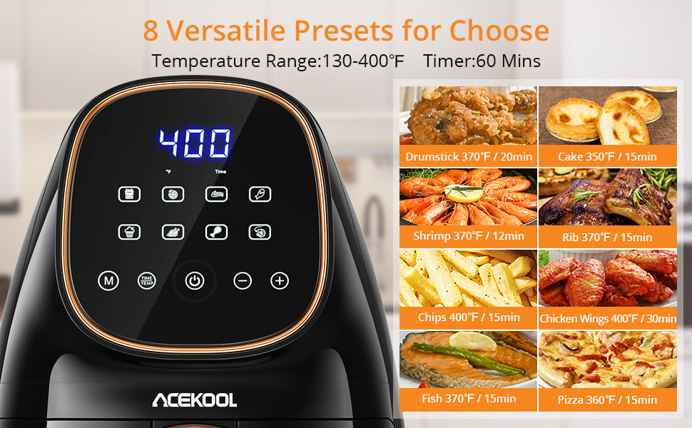 ACEKOOL Air Fryer FT4 8-in-1 2.2QT Digital Airfryer Oven