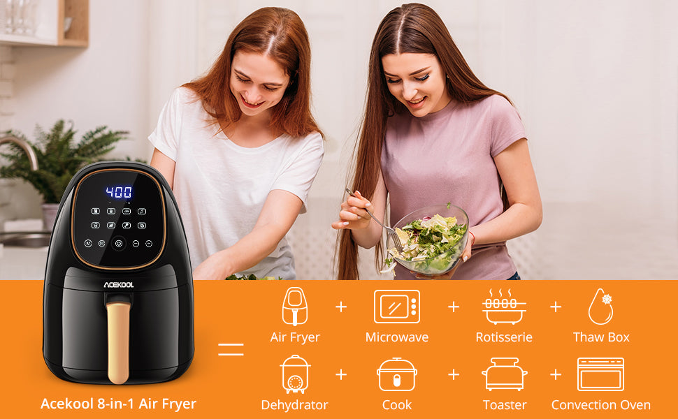 ACEKOOL Air Fryer FT4 8-in-1 2.2QT Digital Airfryer Oven