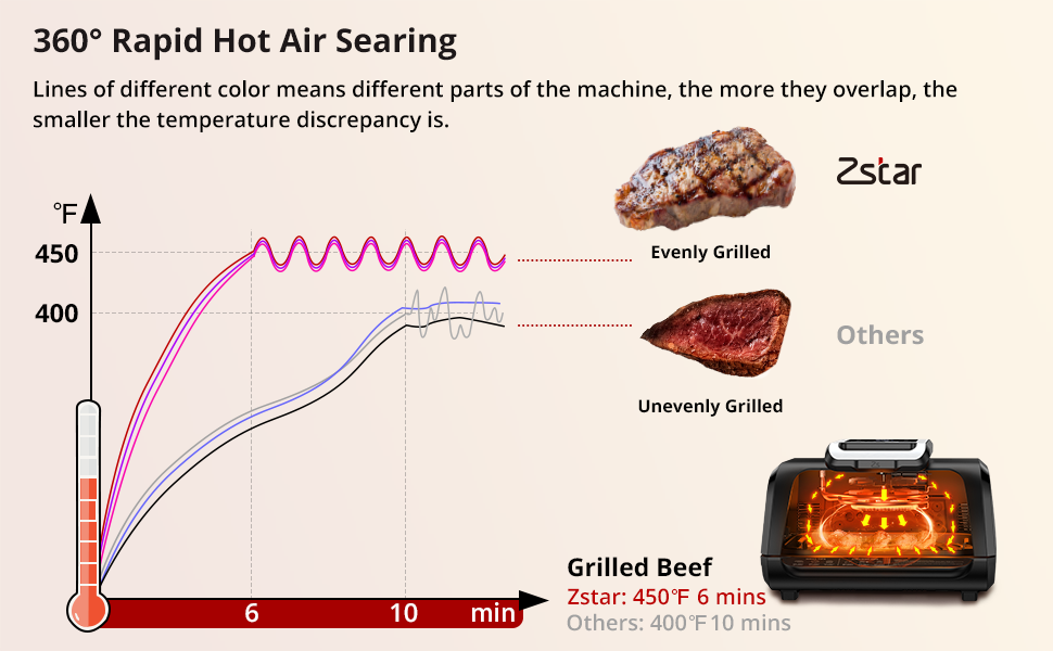 Zstar Indoor Grill Air Fryer Combo with See-Through Window