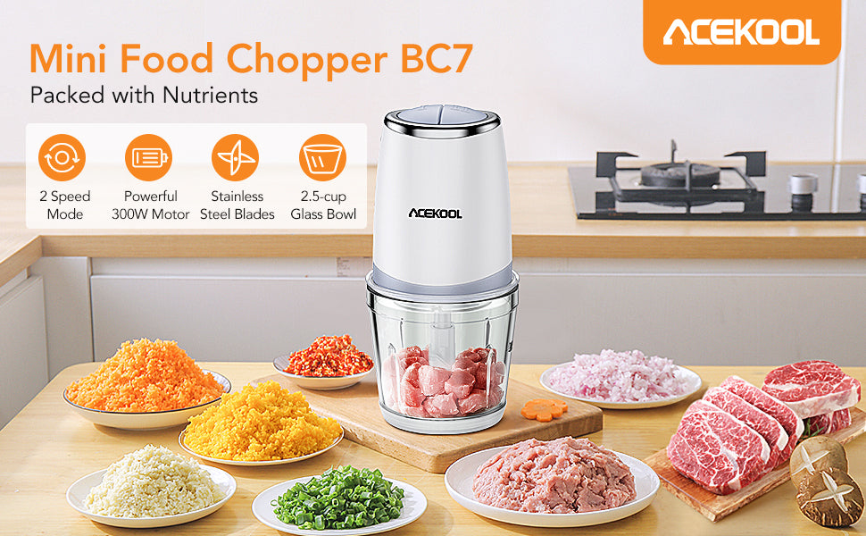 Acekool Blender BC7 600mL Mini Food Processor for Vegetables Meat Fruits