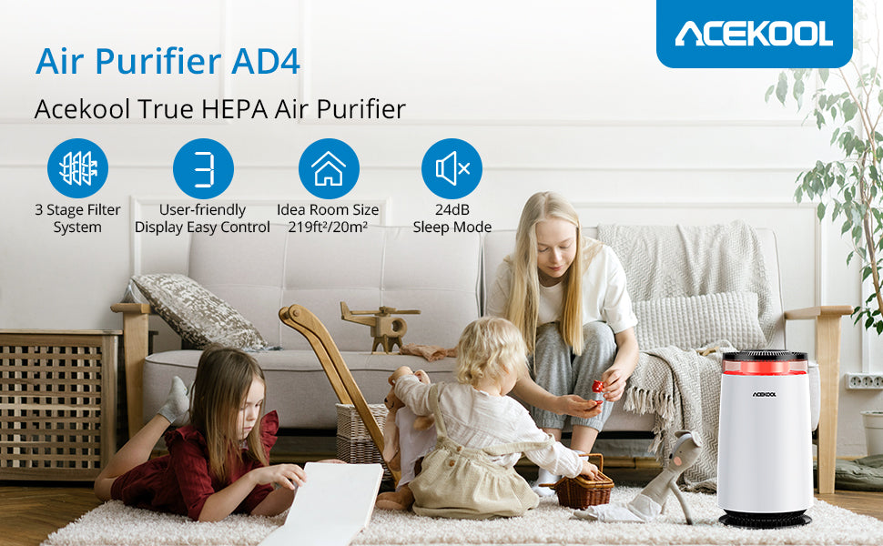 ACEKOOL Air Purifier AD4 with Night Light for Home Large Room