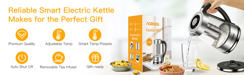 ACEKOOL Electric Kettle KB1 1.8L Glass Keep Warm Tea Kettle