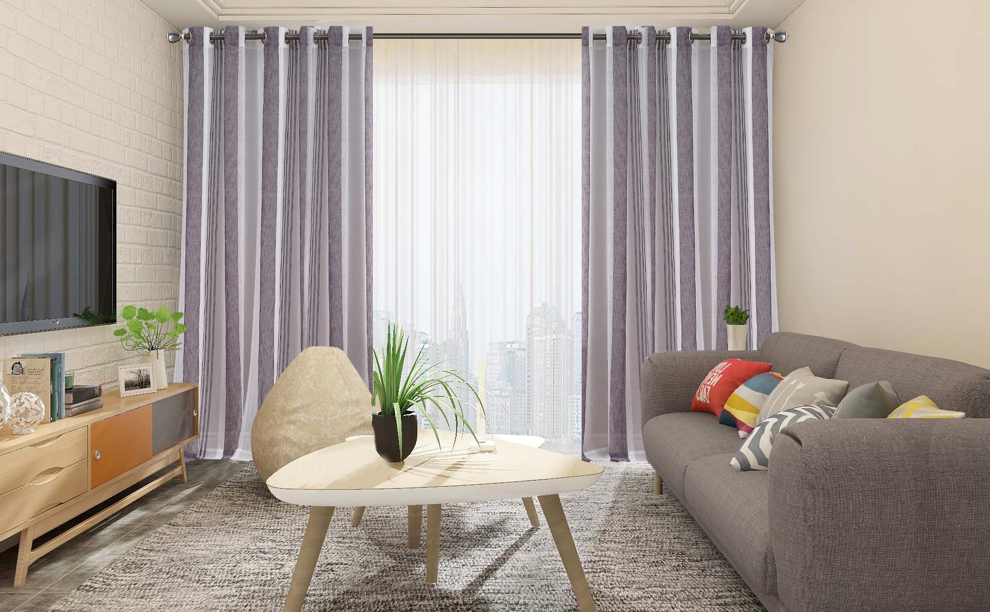 CAROMIO 52inch Sheer Curtains for Living Room Bedroom - Beige