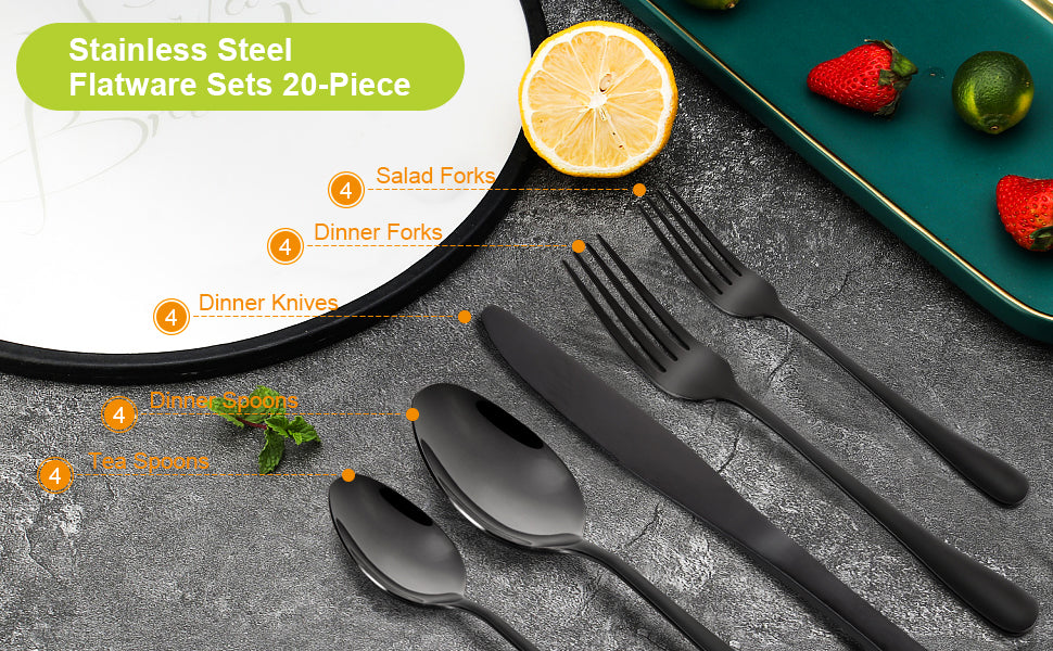 CIBEAT 20 Piece S592 Stainless Steel Kitchen Flatware Set