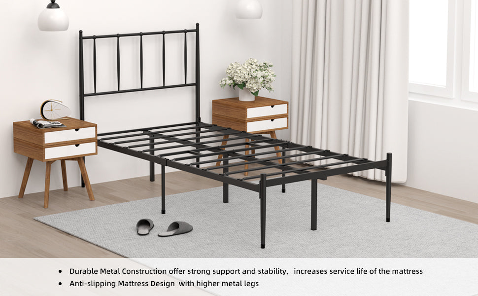 WHIZMAX Twin Size Metal Platform Bed Frame with Headboard