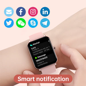 EUKER Smart Watch 1.69 inch Full Touch Screen Fitness Tracker Pink