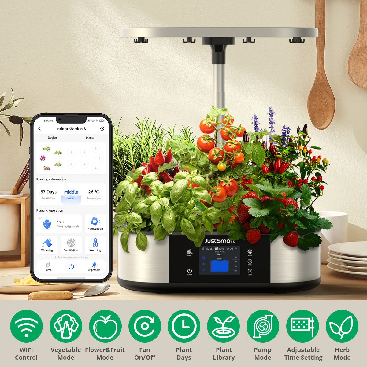 JustSmart GS1 Basic 4-in-1 Automatic Hydroponic Growing System for Indoor Garden